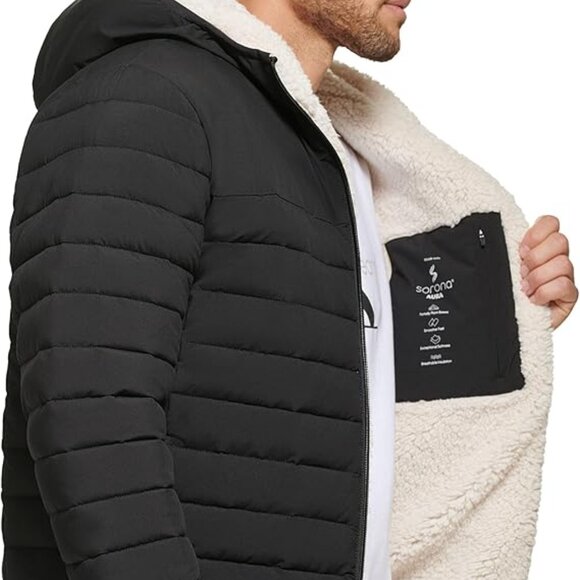 NEW Calvin Klein Mens Mid-weight Sherpa Lined PufferJacket sz small black - Picture 3 of 3